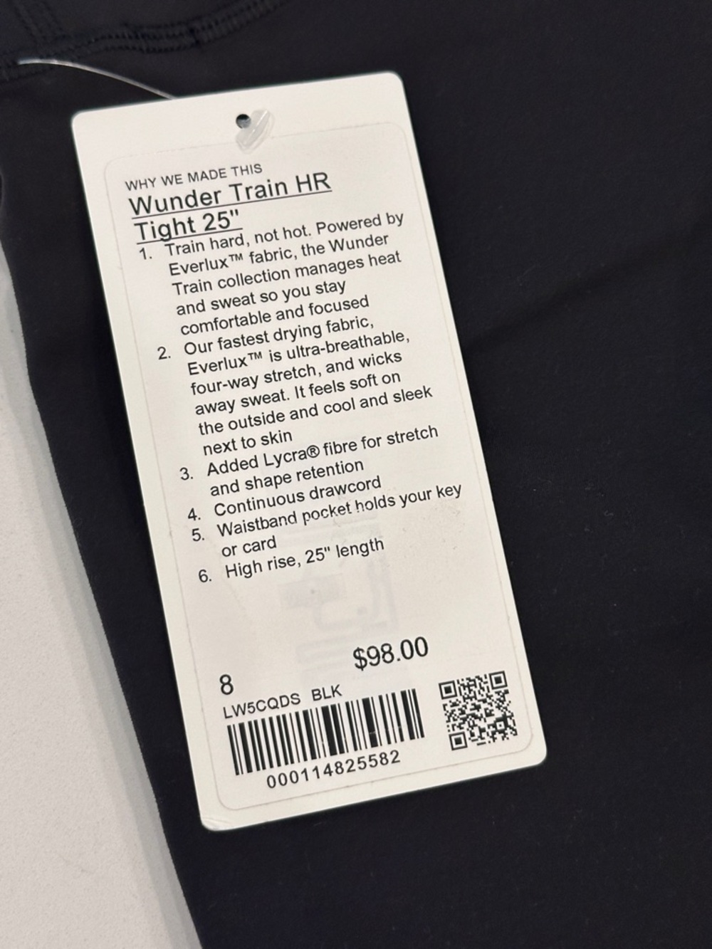 Lululemon Wunder Train HR Tight 25” Black Sz 8 NWT - Picture 9 of 11